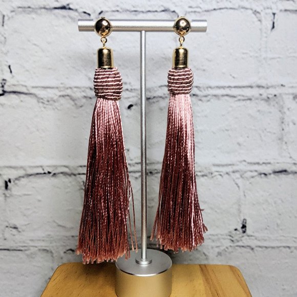 PLANET BOHO SHOP Jewelry - BOHEMIAN LONG BLUSH TASSLE EARRINGS  + FREE GIFT